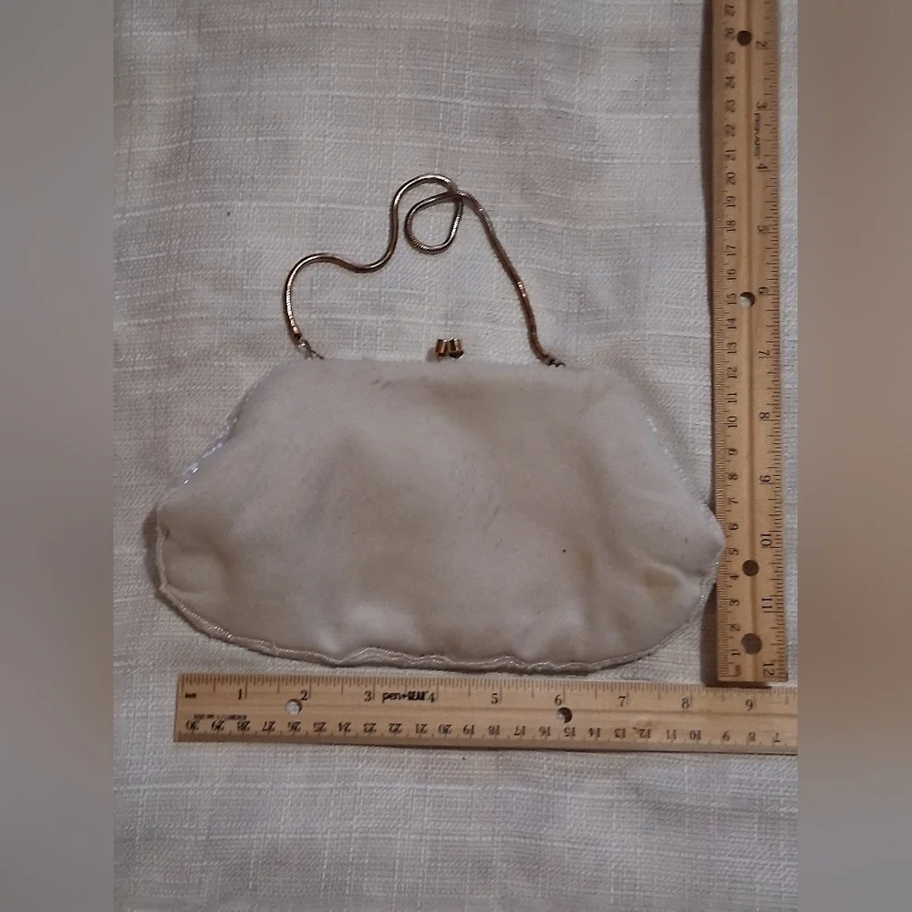 Elegant Vintage White Beaded Clutch